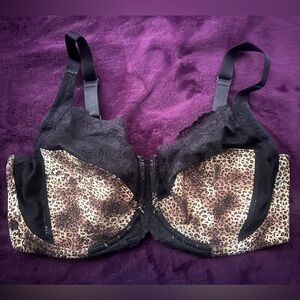 LILYETTE Black Animal Print Enchantment Cup Bra Full Coverage Lace Trim